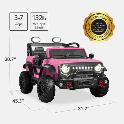 Best Choice Products Kids 24V 2-Seater Electric Ride On Car Truck w/ 132lb Weight Capacity, Parent Control, Bluetooth, LED Lights - Pink