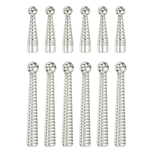 PATIKIL 12Pcs Bolo Tie Tips, 2 Spiral Style Vintage Bolo Tie Supplies Replacement Cord End Caps for Clothes Decor DIY Crafts Jewelry Findings, Silver Tone