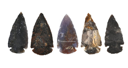 Amazing Gemstone 5 Pieces Fancy Jasper Arrowhead Bulk, Crystal and Healing Stone Flint Rock Arrow Head - 2 to 3 Arrowheads for DIY Project Craft Point Jewelry Making