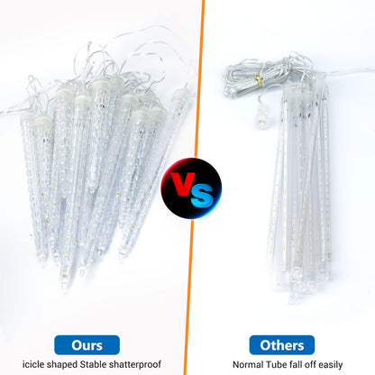 Joomer Icicle Christmas Lights Outdoor, 13FT 20 Icicles 320 LED Meteor Shower Icicle Lights Timer Waterproof Connectable Christmas Light for Outside Home Xmas Decoration - Blue