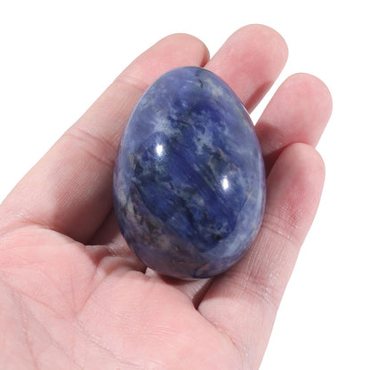 favoramulet Polished Stone Egg for Easter Day, Palm/Pocket/Worry Enegry Healing Crystal Display Sphere Figurine Fengshui, Soadalite 1.8" x 1.3"
