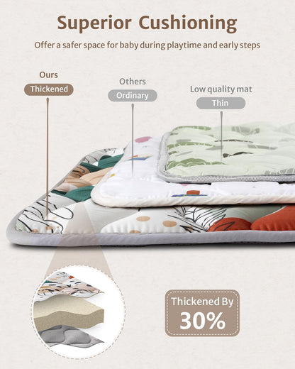 Blissful Diary Baby Play Mats for Floor, 71x59 Inch Thicker Foam Playmats for Babies and Toddlers, Soft Cushioning Baby Crawling Mat, Modern Abstract