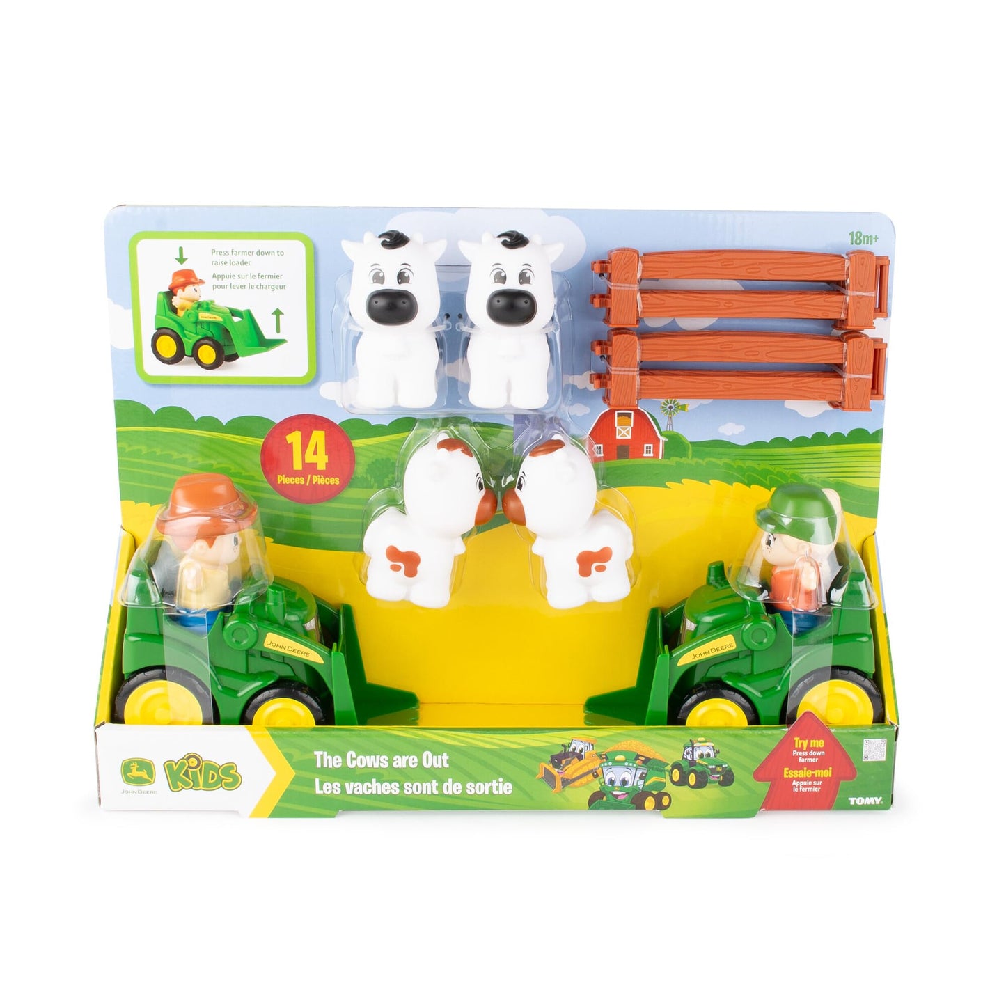 TOMY The Cows are Out! Farm Animal Playset - Preschool Farm Set with Tractors, Cows, Farmers & Fences - 14 Pieces - Ages 18 Months+