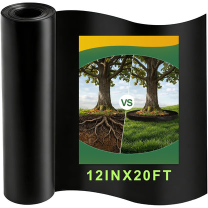 Convivium Tree Root Barrier 12in x 20ft x 60mil, Heavy-Duty Recycled HDPE Root Blocker Roll, Bamboo Barrier for Landscaping, Lawn & Garden Edging, Sidewalk & Foundation Protection