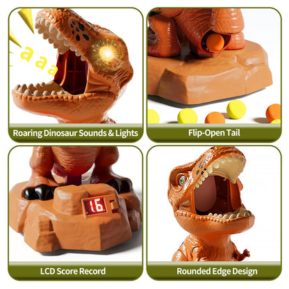 Siwuoke Dinosaur Shooting Game with Auto-Moving Target, 2 Air Blasters & 50 Foam Balls, Interactive Toy for Kids, Gift for Boys & Girls Ages 3 4 5 6 7 8 Years Old
