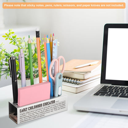 CINRLLA Early Childhood Educator Gifts, Teacher Appreciation Gifts, Teacher Graduation Gifts, Pen Holder for Desk, Pen Holder with Sticky Notes Holder, Office Stationery Organizer, CPA327