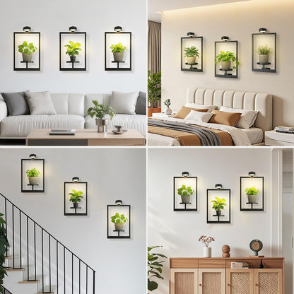 Wall Planters for Indoor Plants，Wall Plant Holder with ‌Remote-Controlled Lights，Hanging Planters for Indoor Plants Window Plant Shelves 3 Pack Plant Hanger for Living Room Entryway（Bulbs Included）