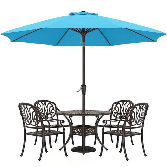 ABCCANOPY 9FT Outdoor Patio Umbrella, 8 Ribs Table Umbrella w/Crank for Easy Set Up, Suitable for Garden, Lawn, Deck & Backyard (Turquoise)