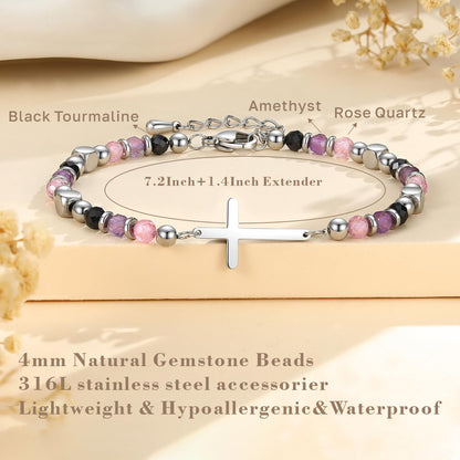 First Communion Gifts for Girls, First Holy Communion Gifts for Teen Girls, Religious Christian Cross Bracelets for Women, Easter Faith Bracelets Dainty Anxiety Relief Jewelry for Her