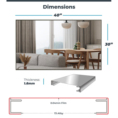 Unbreakable Glassless Mirror Ultra Light Shatterproof Wall Mounted Large Mirror for Dance Studio and Bedroom,0.04mm Nano Film, 30" x 40" Black