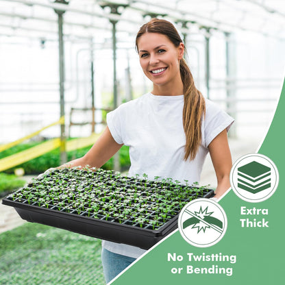 Sckee Upgraded 5 Pack Plant Growing Trays Seed Starting Tray Microgreens Growing Trays Seedling Plant Germination Starter Tray Transplant Fodder Flats, No Holes, No Leakage, Reusable (1017)