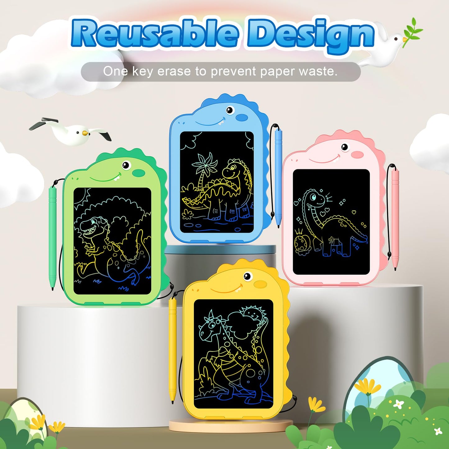12 Pack LCD Writing Tablet for Kids, Colorful Doodle Board Drawing Tablet, Educational Kid Toys, Doodle Pad Dinosaur Toys for 3 4 5 6 7 8 Year Old Boys Girls