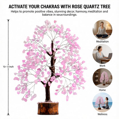 ANAYA AGATE Rose Quartz Crystal Tree for Home Decor, Office Desk Decor, Chakra Healing Crystals & Stone for Positive Energy, Money, Good Luck, Tree of Life Spiritual for Women and Mom
