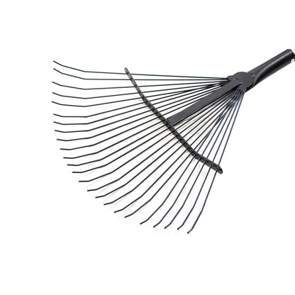 Bully Tools Heavy Duty Metal Leaf Rake - 24 High Carbon Spring Steel Tines with Fiberglass Handle, Thatching and Wide Lawn Rake for Leaves, Yard Debris and Garden Tool, 100% Made in The USA, 24-Inch