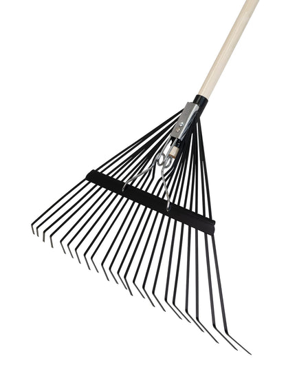 True Temper Steel Tine Leaf Rake with Hardwood/Steel Handle for Lawns, Gardening, and Dethatching, 22 Tines, Black