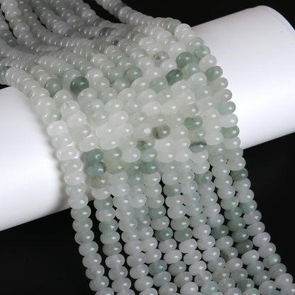 5x8mm 76pcs Natural Green Ice Jade Stone Rondelle Spacer Loose Beads Abacus Disk Stone Round Loose Gemstone Beads for Jewelry Making DIY Bracelet Necklace
