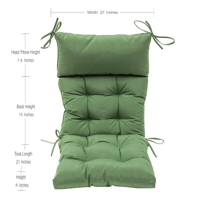 QILLOWAY Outdoor Rocking Chair Cushion 43.4x21 Inch, 100% Polyester Waterproof Patio Rocking Chair Cushion, High Back Weatherproof Chair Pad for Adirondack & Outdoor Furniture, Dark Green