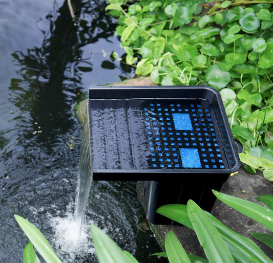 POPOSOAP Pond Waterfall Spillway Kit with 1200GPH Pond Pump & 10 Ft Corrugated Tubing, Filter Media, Pond Spillway for Outdoor Pondless Waterfall and Streams, Pondless Water Feature