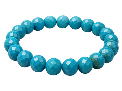 Amazing Gemstone Turquoise Bracelet for Women - Chakra Mens Bracelet Protection Crystals and Healing Stones - Blessing Spiritual Meditation Stocking Stuffers (Faceted Beaded Bracelet)