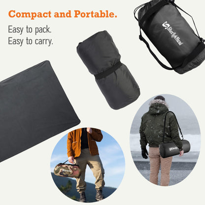 sheelokhwui 4-in-1 Large Camping Blankets - Waterproof, Windproof Fleece Outdoor Blankets for Stadium, Sports, Car, Concert - 81"x57", Portable (Dark Gray)