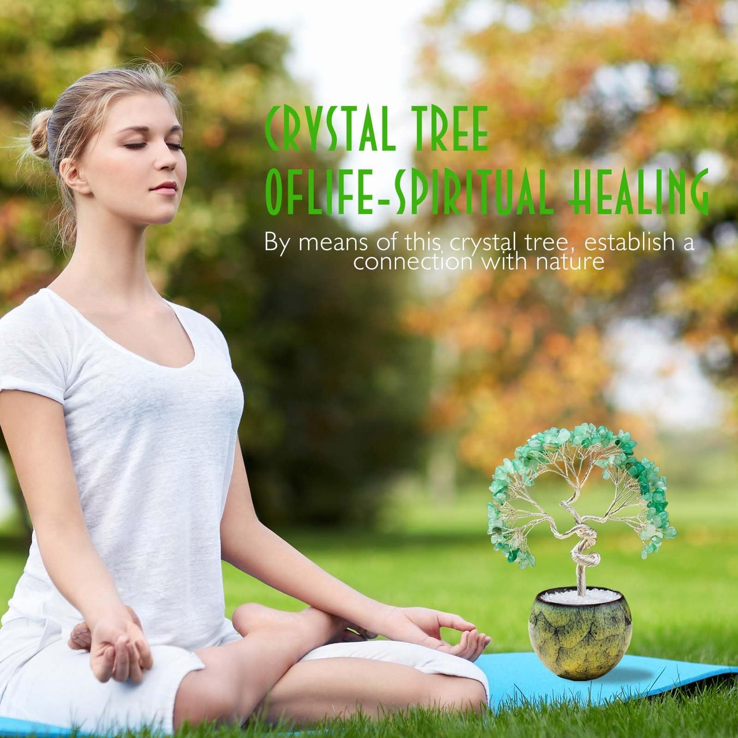 Runyangshi Green Aventurine Crystal Tree of Life - 7in Chakra Crystal Money Tree with 297 Natural Healing Crystal Gemstone for Feng Shui, Luck, Balancing Energy Home Decor & Spiritual Gift