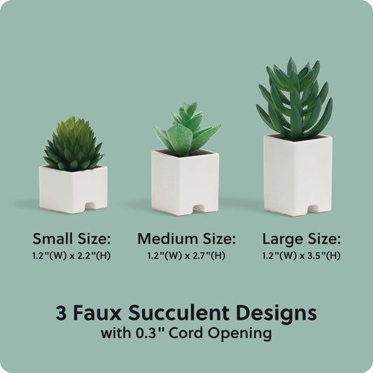 U Brands Adhesive Faux Succulent Cord Organizers, Set of 3, Kitchen Gadgets Cable Management, Office Desk Accessories, Office Supplies, Assorted Colors