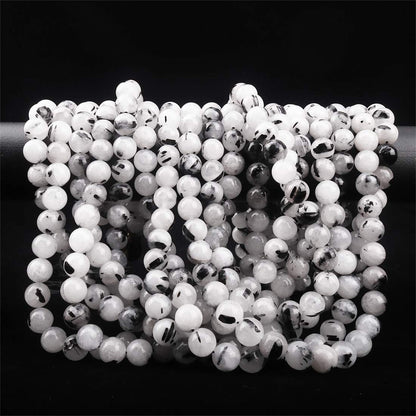 ICAI Beads Tourmaline Quartz (Silver Rutile Quartz) 10mm Natural, Energy Gemstone | Healing Power for Jewelry Making | Loose Beads | 1strand