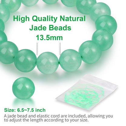 Handmade Natural Jade Beaded Bracelet for Women & Men – Genuine Green/White Jade Gemstone Stretch Bracelet – Lucky Energy Healing Jewelry Gift for Peace, Prosperity & Protection LG