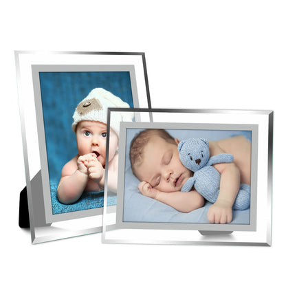 Vienrose 4x6 Picture Frame Set of 2, Clear Glass Photo Frames with Silver Edge, Horizontal or Vertical Display for Tabletop, Desk, Home, Office Decoration