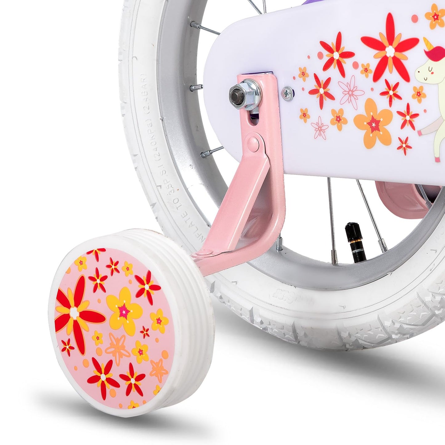 JOYSTAR Unicorn 16 Inch Kids Bike for 4-6 Years Old Princess Girls Bike with Doll Bike Seat Training Wheels Basket Streamer Children Bicycle Purple
