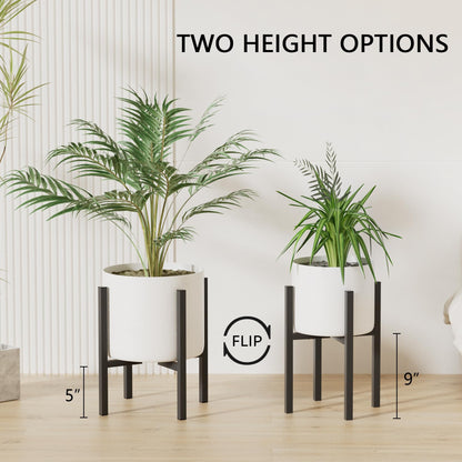 Linpla 2-Pack Adjustable Metal Plant Stand Indoor Outdoor - Fits 8 to 12 Inches Pots - Mid Century Modern Planter Stand Black Flower Pot Holder Home Decor for Gardening Gifts