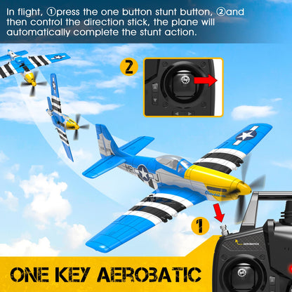 GoolRC RC Airplane, 2.4GHz 4CH Remote Control Airplane, Ready to Fly RC Plane with 6-Axis Gyro, RC Aircraft Flight Toys with One-Key Aerobatic, One-Key U-Turn for Adults and, Included 3 Batteries