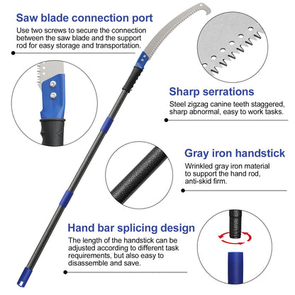 FLY HAWK Pole Saw, 120 inch Pole saws for Tree Trimming Tree Trimmer Foot Pole Pruning Saw blade Extension bar Manually use The Extension bar Saw Tree Trimming bar splicable Limb Saw and Trimmer