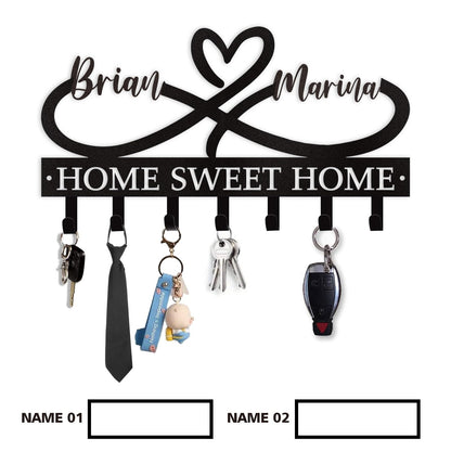Dyoart Personalized Couple's Name Key Rack, Wall Mounted Metal Key Holder for Housewarming Gifts,ignent Bedding