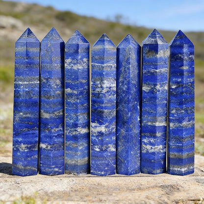 Natural Lapis Lazuli Crystal Point - 5.8-6.2 inch Raw Stone Hand-Polished Wand for Third Eye Activation, Chakra Balancing,Spiritual Healing & Meditation(Lapis Lazuli /5.8-6.2 inch 2pcs)
