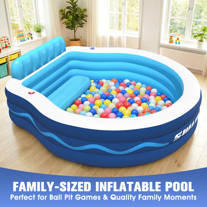 AixPool Inflatable Pool with Seats and Headrest,Oversized Thickened Large Blow Up Pool for Audlt,Inflatable Backyard Pools for Adult,Durable Swim Center Inflatable Family Lounge Pool 90"×90"×20"-White
