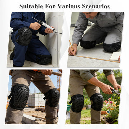 Gute Work Knee Pads for Men & Women, Anti-Slip TPE Shield Knee Protectors with Adjustable Straps & Breathable Mesh, Heavy-Duty Kneepads for Construction, Gardening, Flooring & Cleaning (Black)