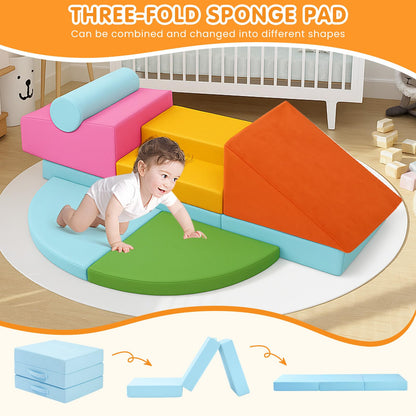 7PCS Climbing Toys for Toddlers 1-3 Inside, Foam Baby Climbing Blocks Soft Play Set for Toddlers 1-3, Corner Toddler Climbing Toys Indoor Baby Climbing Gym for Toddler Climbing Crawling and Sliding