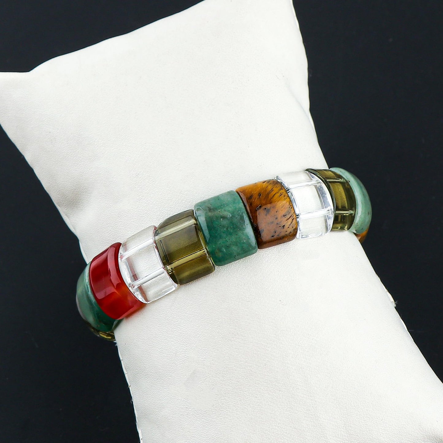 CRYSTALIS 7-Chakras Gemstone Elastic Stretch Stones Bracelet, Natural Crystals, Chakra Healing Jewelry, Men & Women, Adjustable Bracelet, Gift Giving Bracelet, 7.25 to 7.50 inch