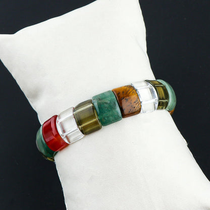 CRYSTALIS 7-Chakras Gemstone Elastic Stretch Stones Bracelet, Natural Crystals, Chakra Healing Jewelry, Men & Women, Adjustable Bracelet, Gift Giving Bracelet, 7.25 to 7.50 inch