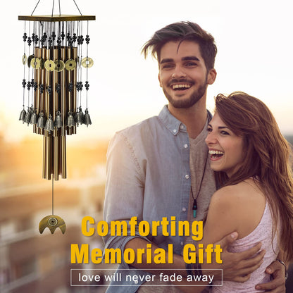 YLYYCC Wind Chimes for Outside, 30"Memorial Wind Chimes with 24 Copper Tubes and 16 Copper Bell for Garden,Patio,Window Wind Chime Hanging Decoration,Bronze Memorial Sympathy Wind Chime Gifts for Mom