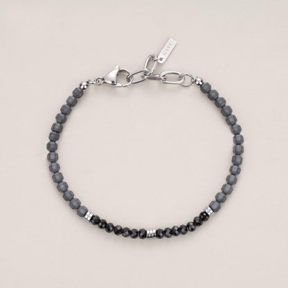 GAVU Crystal Men's Bracelet, Hematite & Black Spinel Beaded Bracelet