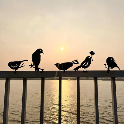 JDHTMTCBGX 5PCS Rusty Metal Bird Garden Decor, Spring Yard Art Decorations for Outdoor Fence, Lawn & Patio – Unique Outdoor Ornaments