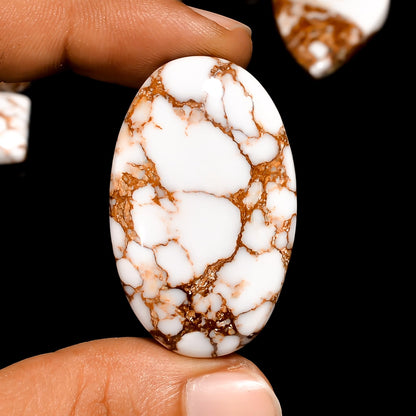 Natural Wild Horse Magnesite Gemstone- Healing Crystals for DIY Jewelry Making -Loose Natural Cabochon -Perfect for Crafting Unique Jewelry Designs Gift for Her, Mother and Wife (5 pcs, 25-35 mm)