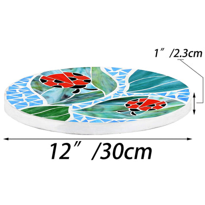 Bieye MSS001 Tiffany Style Stained Glass Mosaic Decorative Stepping Stone for Garden Decor (12" Round, Ladybug)