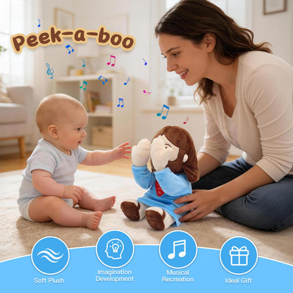 Yelakey Jesus Plush Peek A Boo Toy, Jesus Stuffed Doll Religious Plushie with 15 Bible Songs for Kids Christmas Easter Gifts 10''