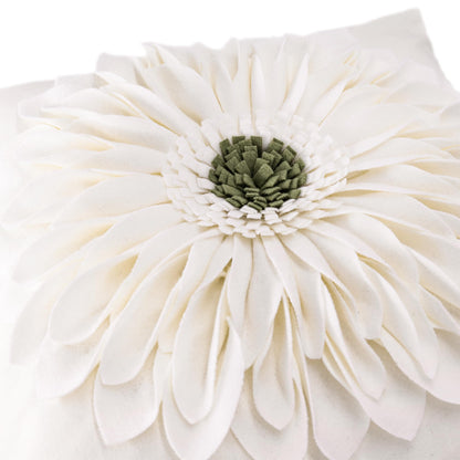 OiseauVoler 3D Sunflower Handmade Throw Pillow Covers Decorative Floral Pillowcases Cushion Covers for Couch Living Room Home Decor Creamy White 18x18 Inches