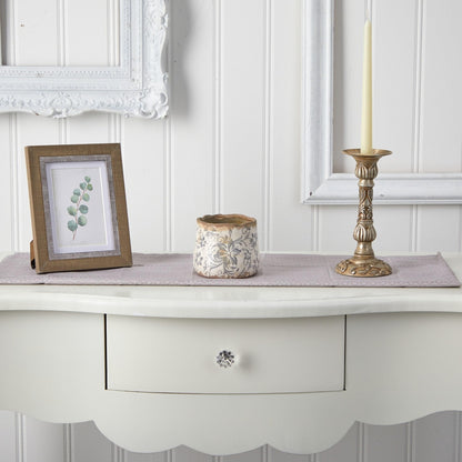 Nearly Natural 4.5" Tuscan Ceramic Gray Scroll Planter