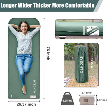 Self Inflating Sleeping Pad with Electric Pump, 3.14" Ultra-Thick Memory Foam Sleeping Mats for Camping,Easy Inflate&Deflate,9.5 R-Value Insulated Camping Mattress Pad with Pillow for Car Travel Tent