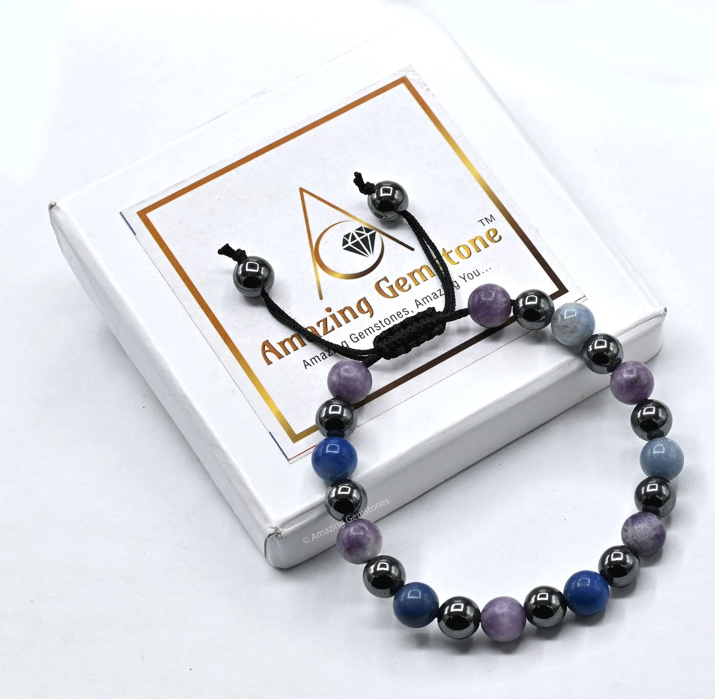 Amazing Gemstone Stop Drinking Alcohol Manifestation Bracelet - Lepidolite Blue Aventurine Hematite Bracelet Set for Men Women Healing Calming Anxiety Stress Relief Gifts(Adjustable)